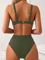 Set Bikini Estivo Da Donna In Tinta Unita Scavato Sulla Spiaggia Per Le Vacanze E Il Nuoto