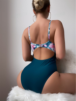 Costume intero push up floreale casuale stampa incrociato