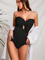 Costume da bagno intero a fascia con volant con nodo frontale