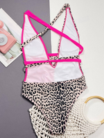 Costume intero leopardato incrociato profondo