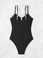 Costume Da Bagno Intero Donna Con Stampa Leopardo E Spalline Sottili