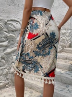 Gonne stampa paisley con nappa contorto nodo laterale