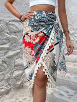 Gonne stampa paisley con nappa contorto nodo laterale