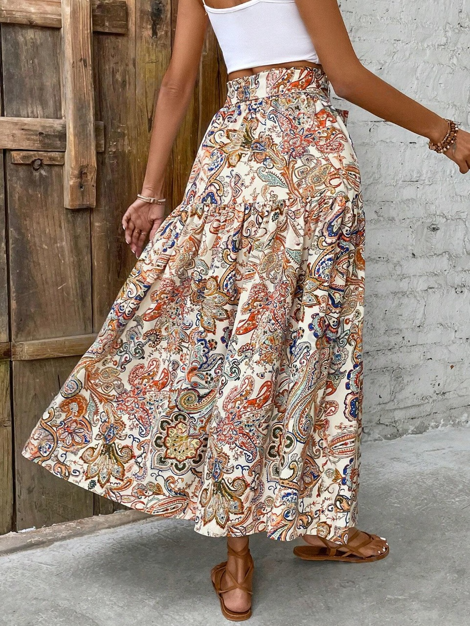 Gonna Da Spiaggia Stampata In Stile Boho