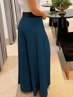 Pantaloni Casual Eleganti A Gamba Larga Di Colore Tinta Unita Da Donna