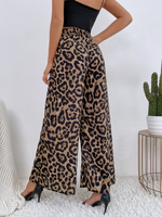 Pantaloni a gamba larga con stampa leopardo