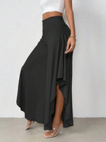 Pantaloni a gamba larga vita alta orlo asimmetrico