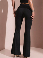 Pantaloni a zampa casual a righe con pieghe e decoro a rombo quadrato