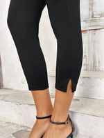 Pantaloni Capri casual semplici con spacco in fondo, decorazione con cerniera per donne