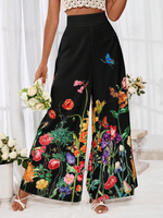 Pantaloni Larghi A Vita Alta Con Stampa Floreale Per Le Vacanze