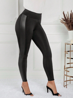 Leggings aderenti con tessuto a patchwork testurizzato e striscia laterale