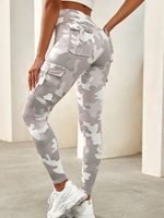 Leggings con stampa mimetica tasca laterale con patta corsa yoga elastici