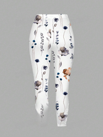 Leggings patchwork da donna a fiori estivi con fondo in pizzo stampato