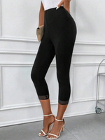 Leggings aderenti dal design elastico a vita alta per donne con inserti in pizzo