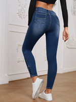 Jeans skinny vita alta bottone orlo