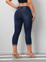 Jeans Slim Fit In Denim Per Donna Con Effetto Logoro