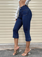 Pantaloni Capri In Denim A Lunghezza Per Donne