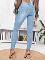 Jeans skinny lavaggio con candeggina flessioni con Sciarpa