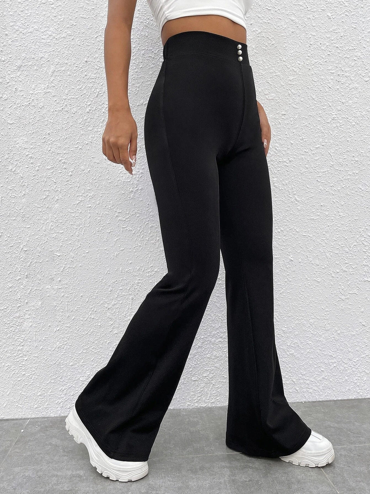 Pantaloni A Zampa A Campana A Vita Alta