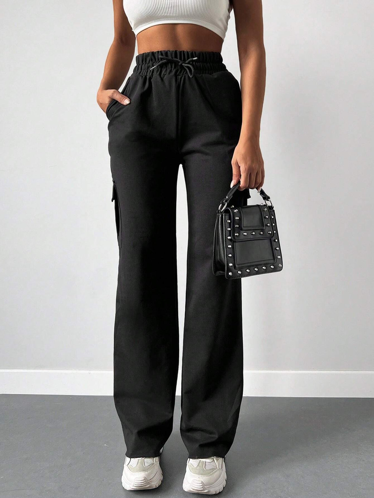 Pantaloni cargo tasca laterale con patta