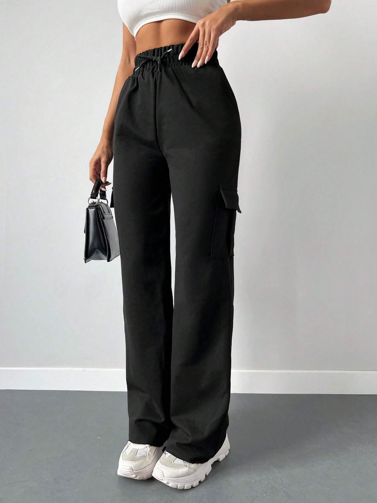 Pantaloni cargo tasca laterale con patta