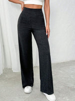 Pantaloni larghi a vita alta comodi grigi per donne