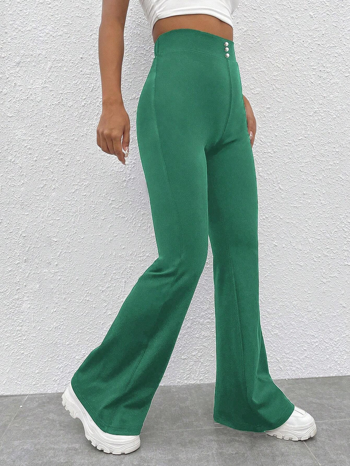 Pantaloni A Zampa A Campana A Vita Alta