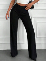 Pantaloni vita alta con bottone frontale