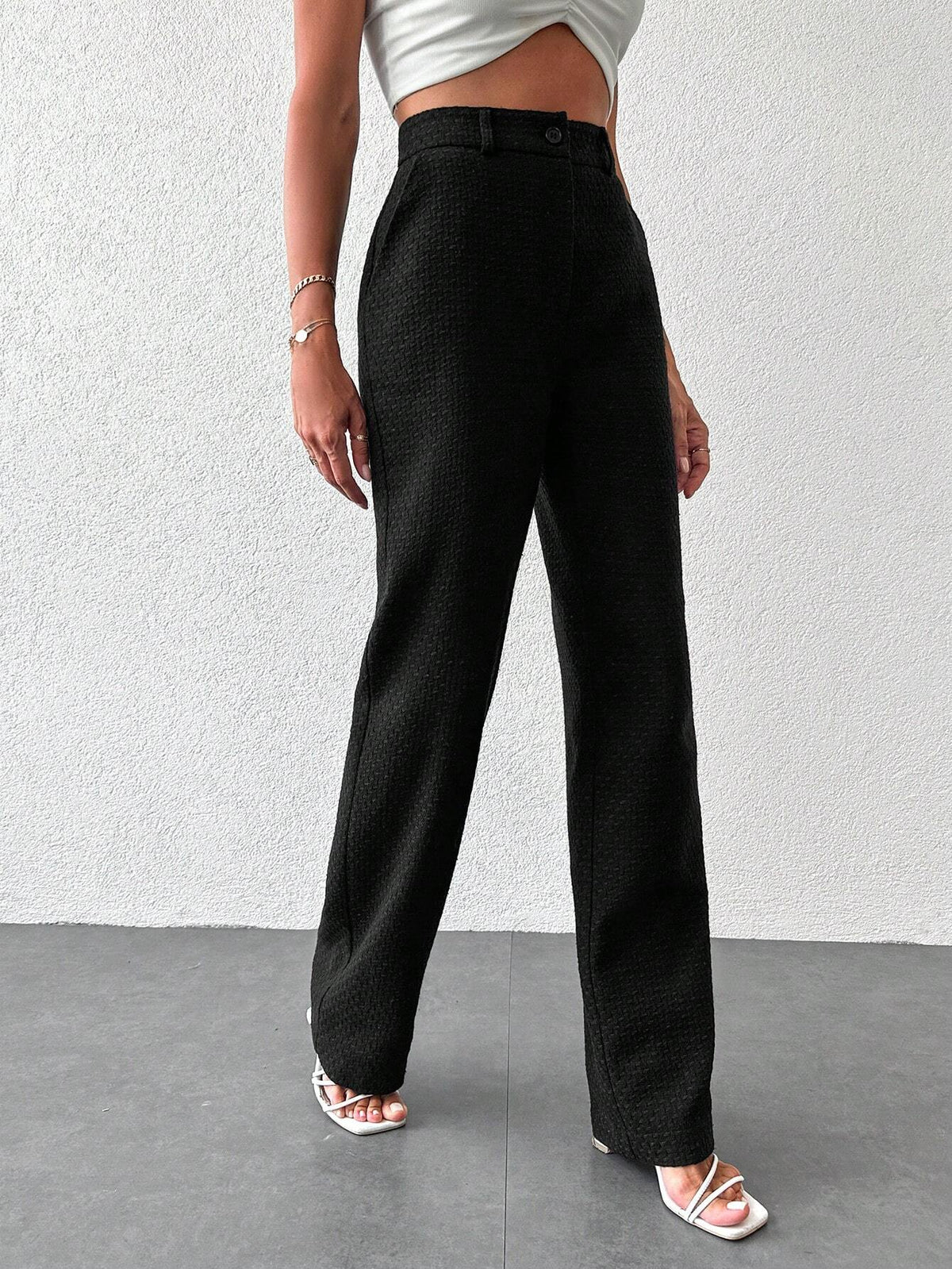 Pantaloni vita alta tasca inclinata