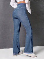 Jeans Da Donna Con Gamba Svasata A Vita Sovrapposta Estiva