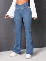 Jeans Da Donna Con Gamba Svasata A Vita Sovrapposta Estiva