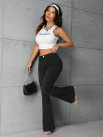 Jeans Di Colore Solido Con Tasche