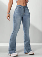 Jeans Di Colore Solido Con Tasche