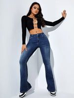 Jeans Di Colore Solido Con Tasche