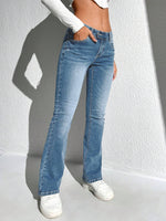 Pantaloni In Denim Lavati Ad Acqua Con Tasche Oblique