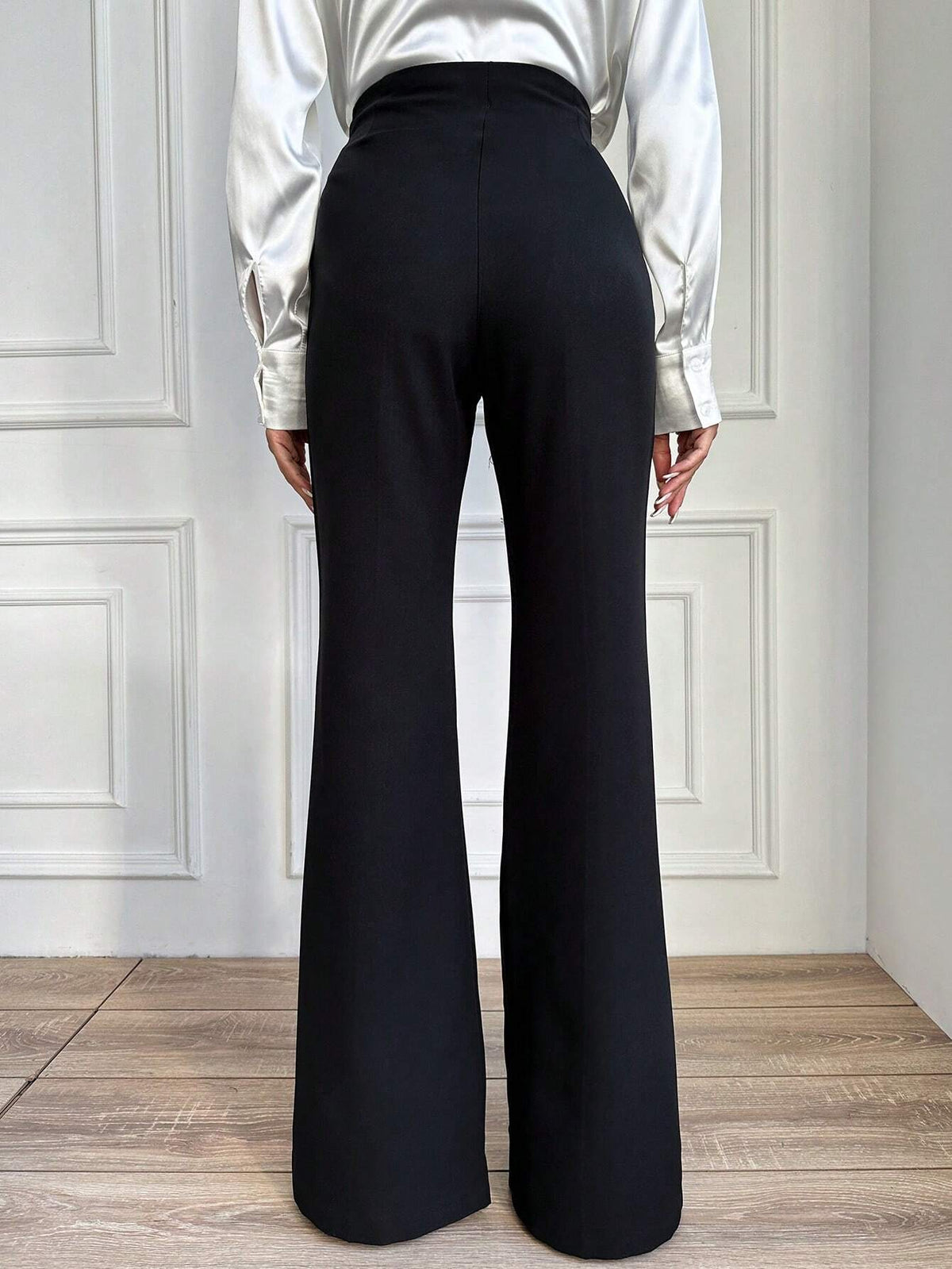 Pantalone A Palazzo A Vita Alta, Tinta Unita