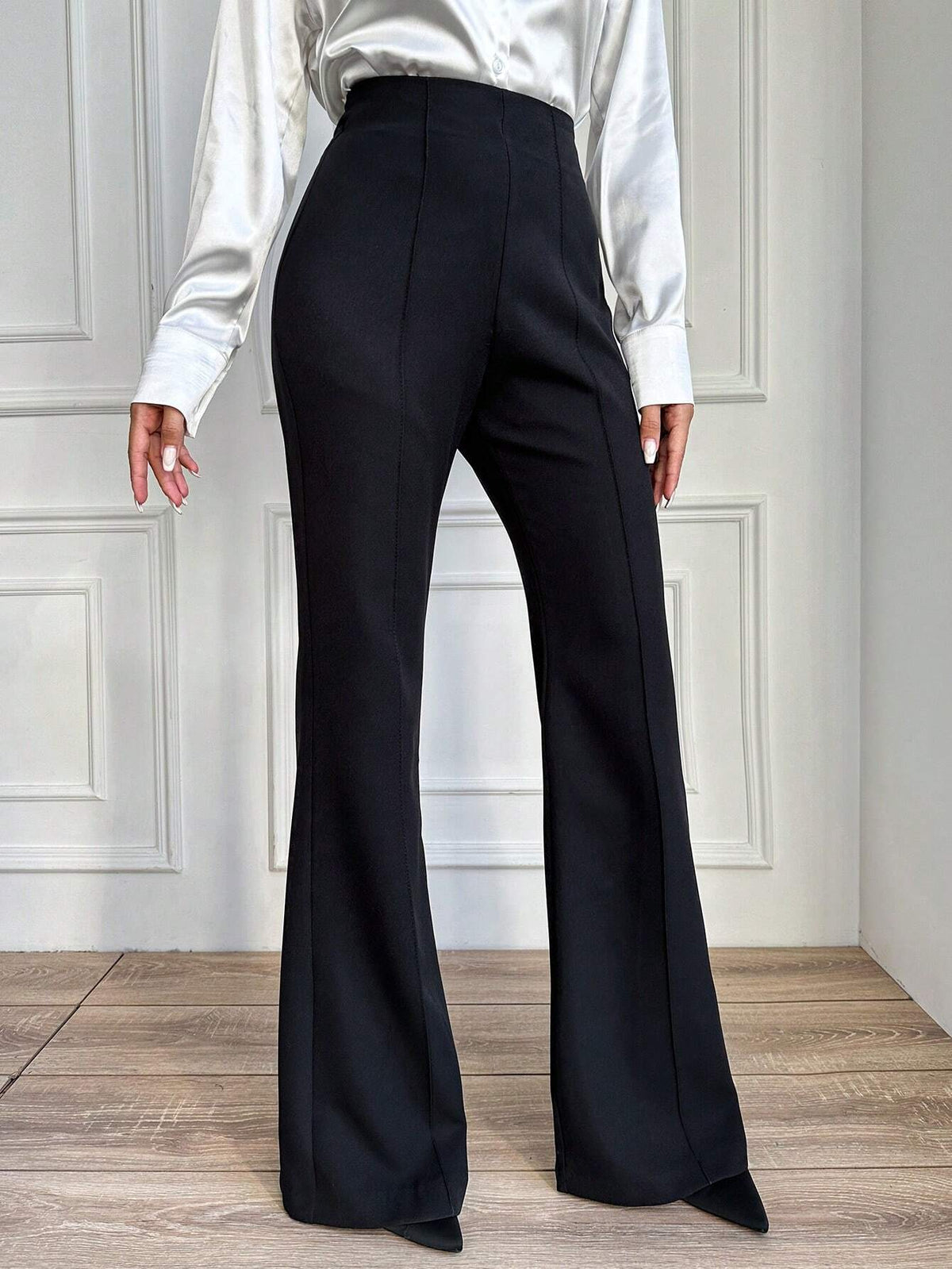 Pantalone A Palazzo A Vita Alta, Tinta Unita