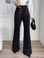 Pantaloni A Zampa Con Doppio Petto E Bottoni Decorativi