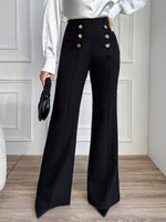 Pantaloni A Zampa Con Doppio Petto E Bottoni Decorativi