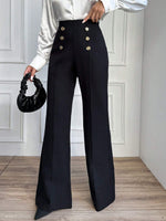 Pantaloni A Zampa Con Doppio Petto E Bottoni Decorativi