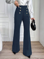 Pantaloni A Zampa Con Doppio Petto E Bottoni Decorativi