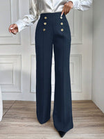 Pantaloni A Zampa Con Doppio Petto E Bottoni Decorativi