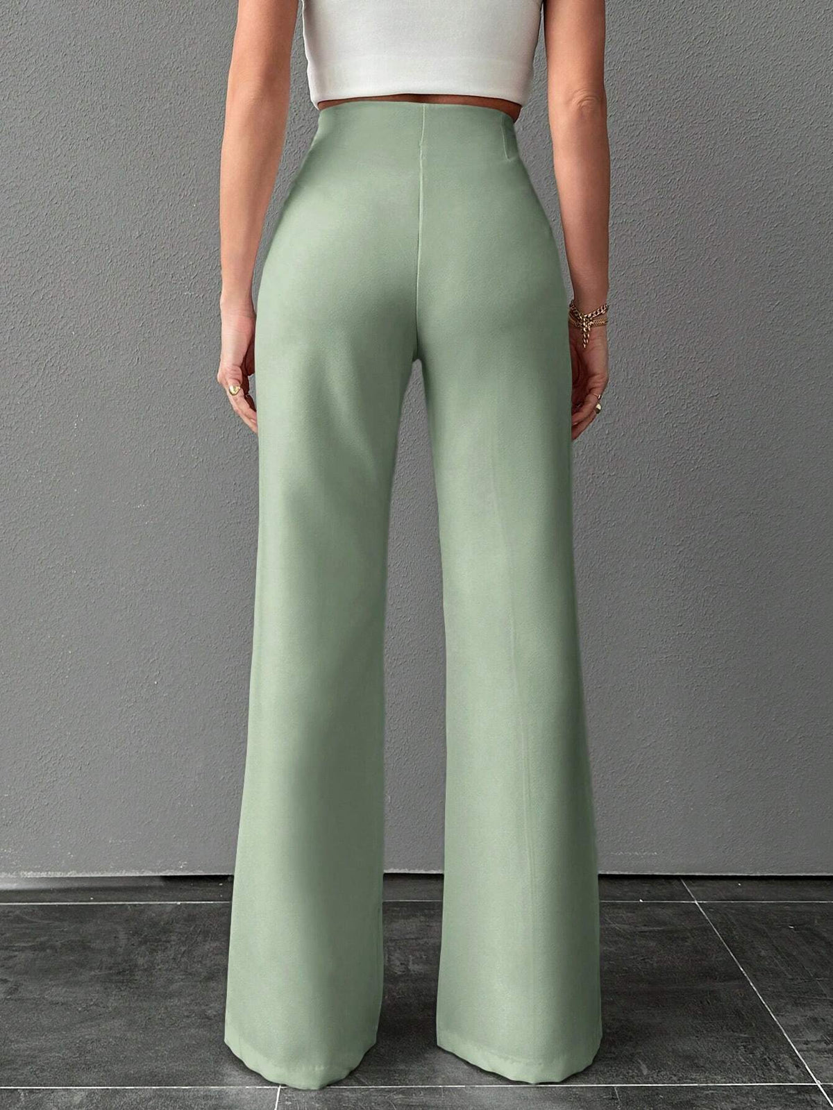 Pantalone A Palazzo A Vita Alta, Tinta Unita