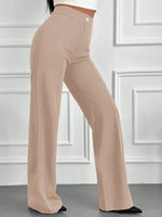 Pantaloni vita alta con bottone frontale