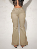 Jeans a gamba svasata vita alta con strappati